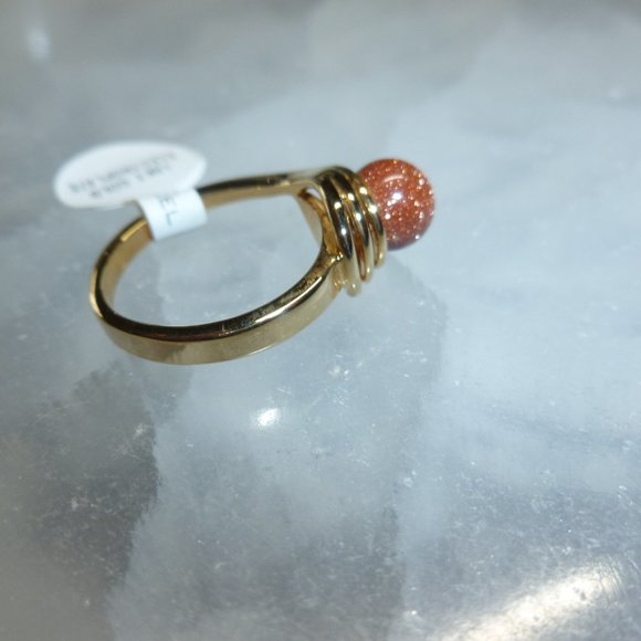 18k Gold Electroplate Goldstone Dolphin Ore Ring - Picture 2 of 7